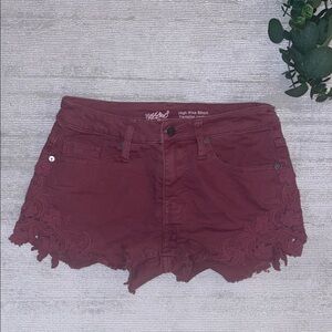 Floral Lace Denim Shorts
